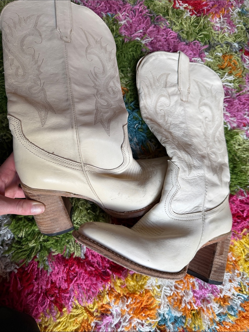 Freebird | 'Jackson' Ivory Leather Western Mid-Calf Boots with Block Heel - Picture 12 of 14